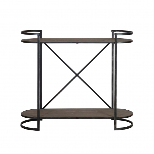 block and chisel metal and wood 2 tier shelf 