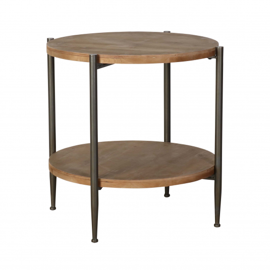 2 tier metal and wood side table