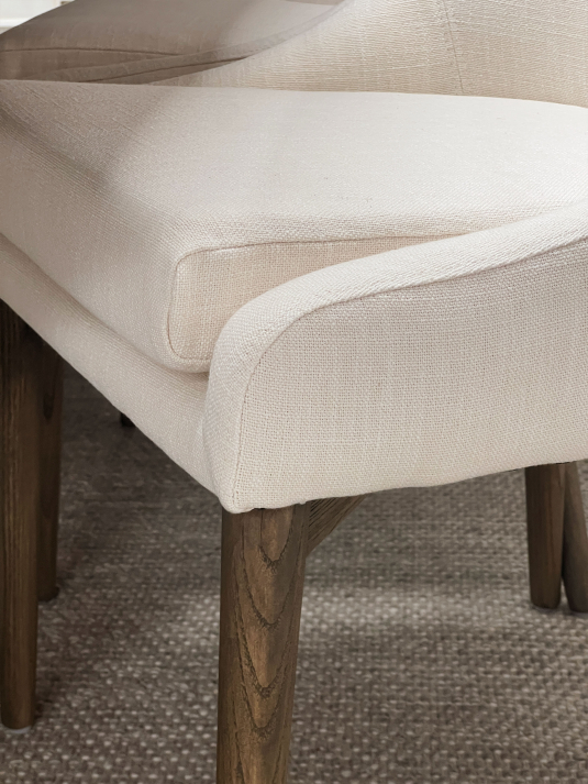 cream upholstered modern dining chair 