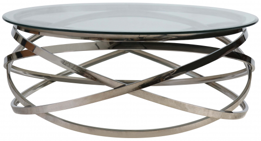 Block & Chisel stainless steel coffee table with tempered glass top