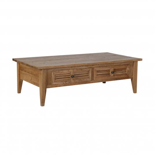 oak coffee table with 2 louvred drawers