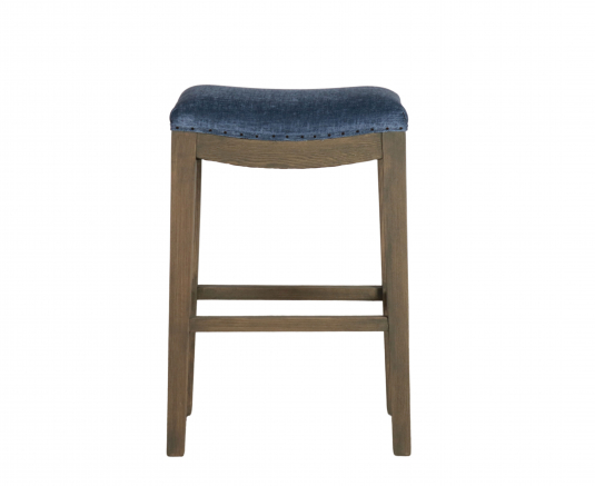 Sally counter stool seat upholstered in blue velvet
