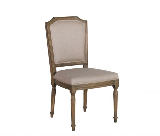 linen upholstered dining chair with wooden frame Château Collection 