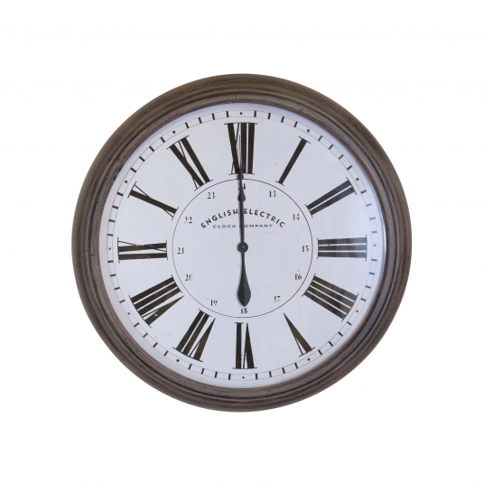 Block & Chisel round clock with iron frame