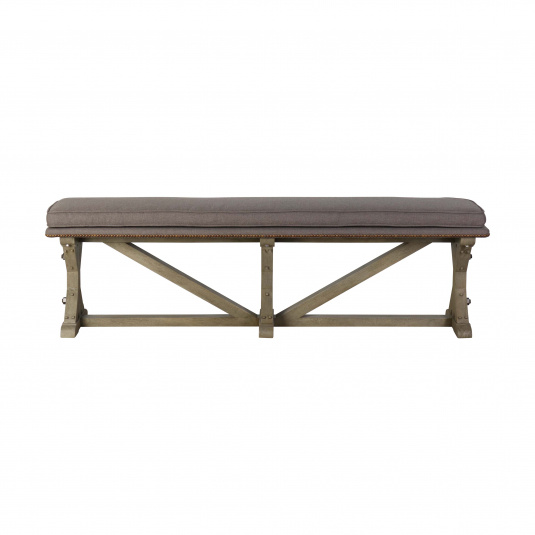 wooden bench with upholstered seat