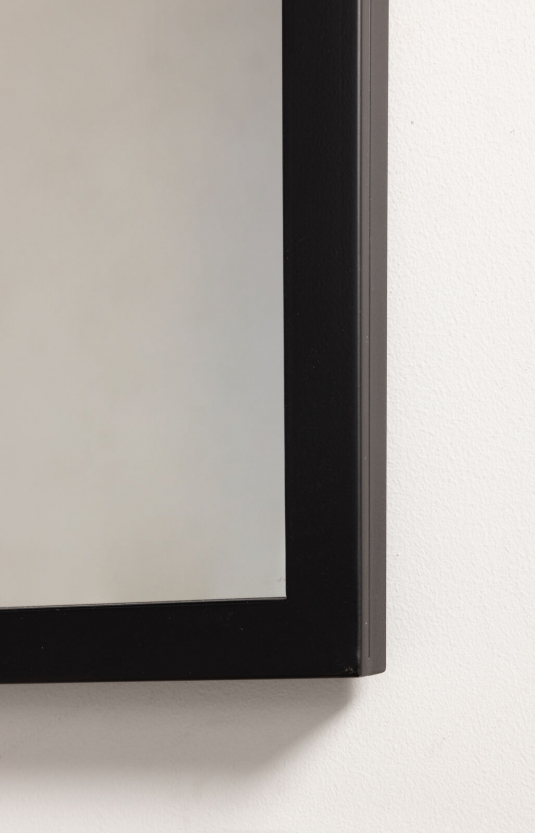 Black metal framed window pane mirror