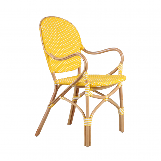Yellow and white parisian french cafe armchair