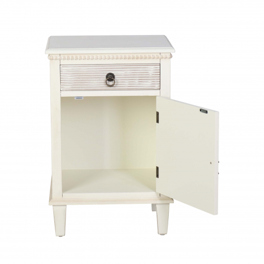 cream bedside with drawer and door