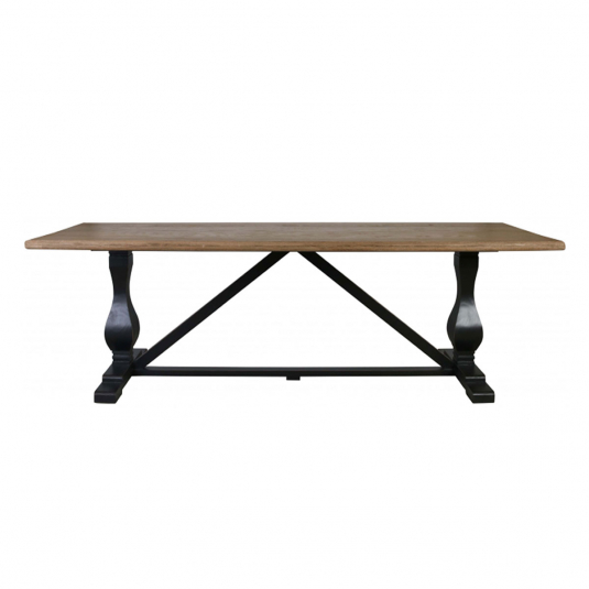 Block & Chisel rectangular dining table with vintage oak top and matt black base