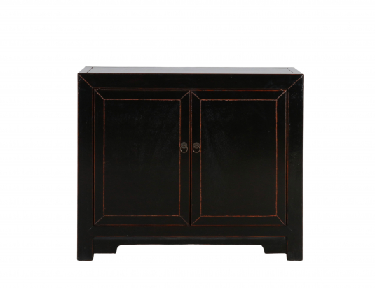 Black lacquered Chinese cabinet 2 doors