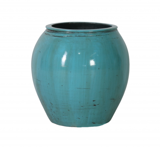 turquoise lacquered asian inspired pot