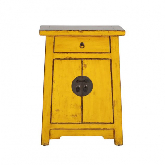 yellow lacquered chinese storage cabinet