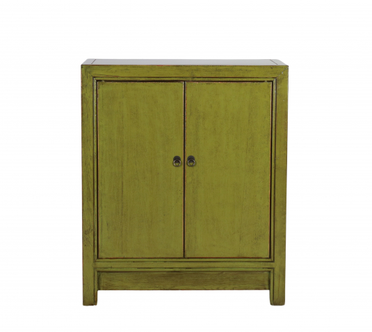 Olive green lacquered chinese cabinet