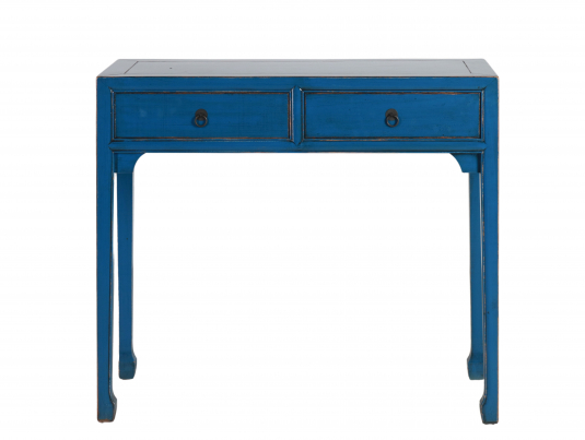 blue lacquered 2 drawer console