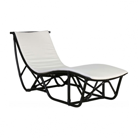 Block & Chisel black rattan lounger with cushion