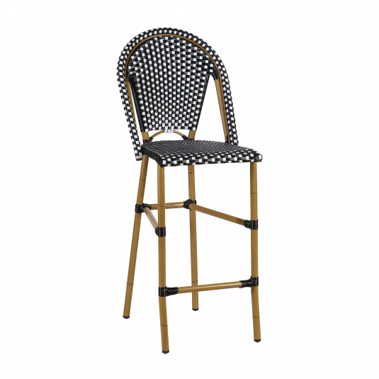 black and white synthetic barstool