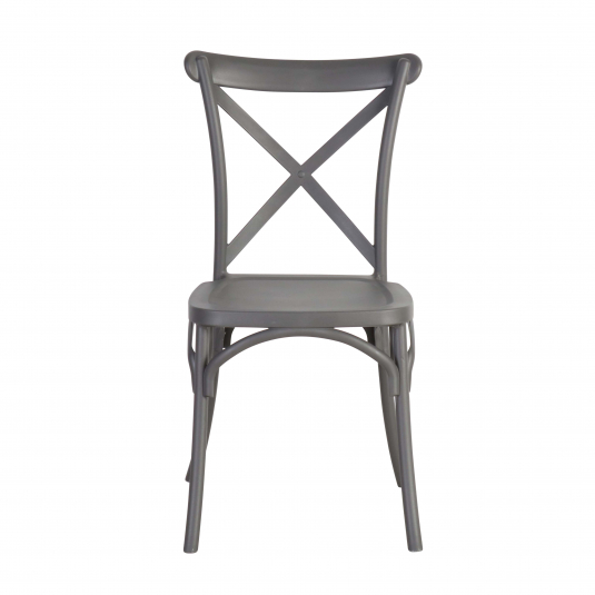 Grey pvc outdoor cross back chair