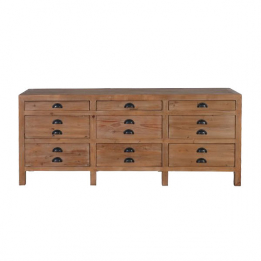 elm wood sideboard with 9 drawers