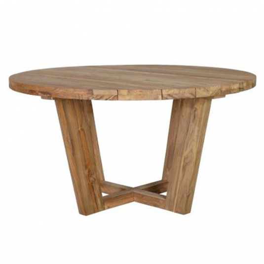Block & Chisel round recycled teak dining table
