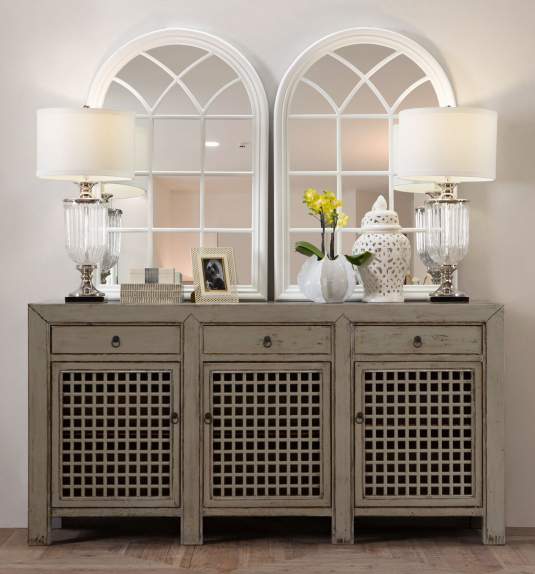 grey lacquered sideboard with storage 