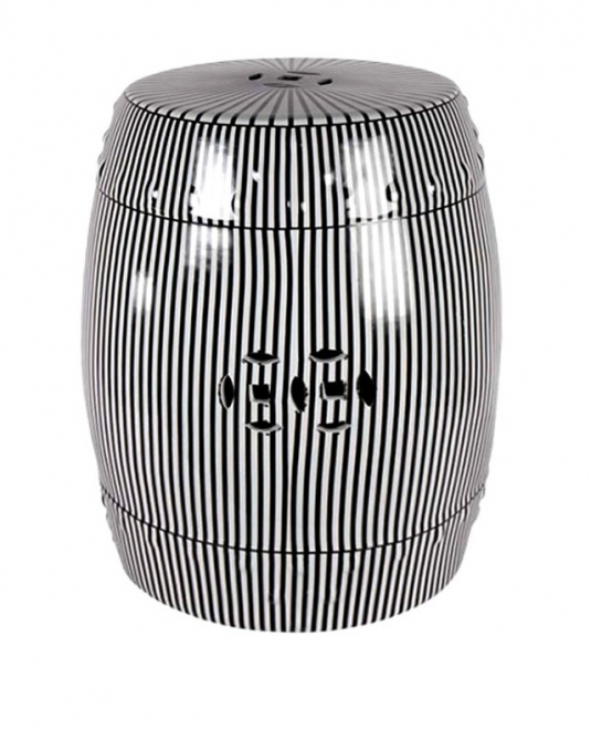 Black and white stripe ceramic stool 