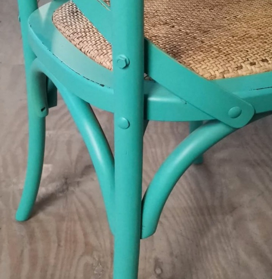 Block & Chisel teal distressed birch wood crossback dining chair