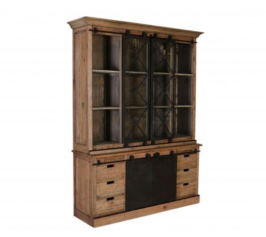 Wood and metal display cabinet 