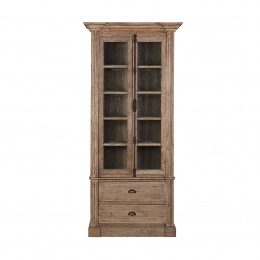 block and chisel single bookcase with glass doors