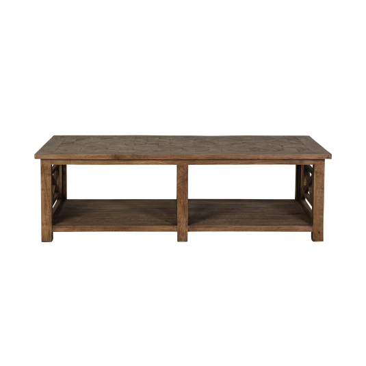 reclaimed oak coffee table with bottom shelf