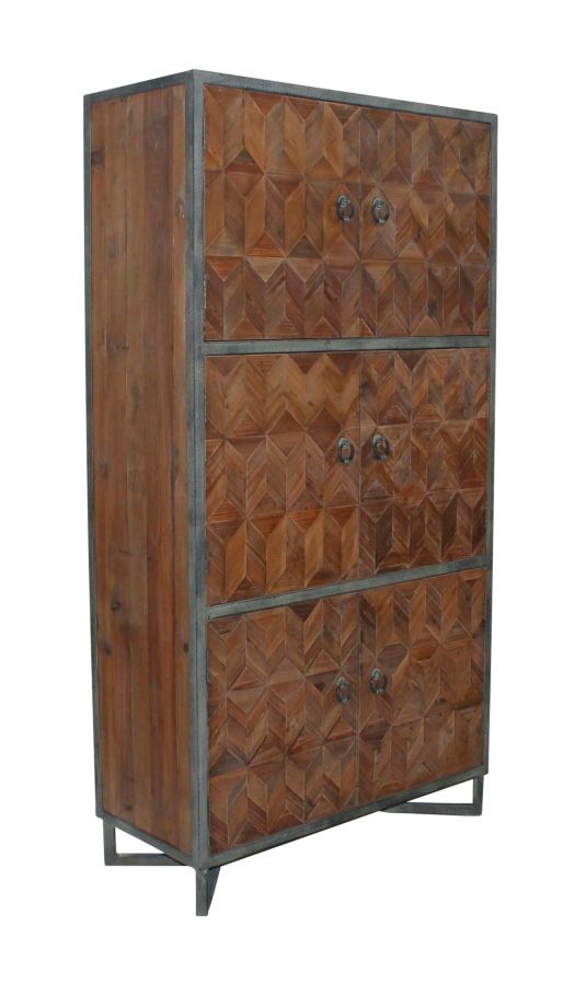Block & Chisel 6 door recycled pine cabinet with iron frame