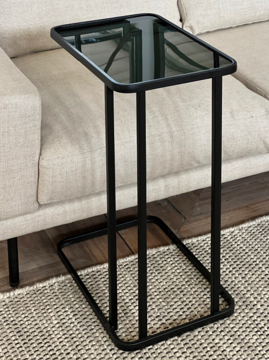 block and chisel metal and mirror side table