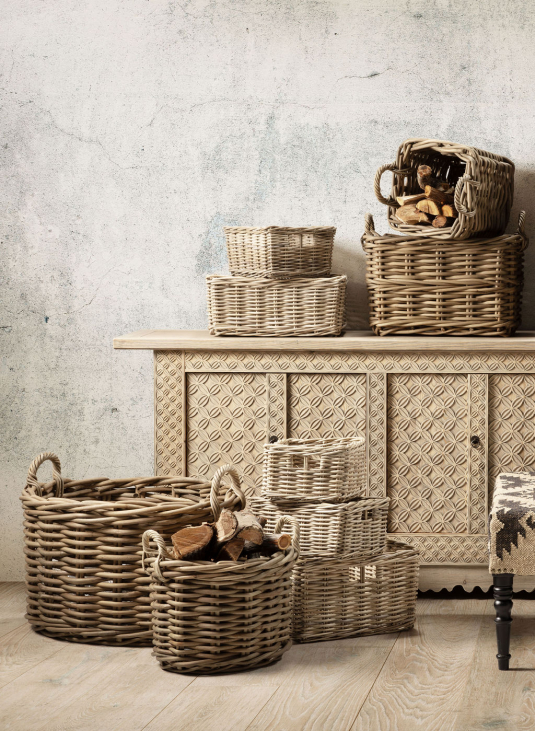 kubu weave oval basket with handles