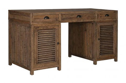Hamilton Desk - Wooden table with slatted doors and 3 drawers