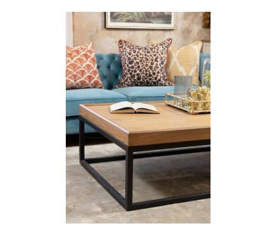 Block & Chisel weathered oak coffee table with wrought iron frame