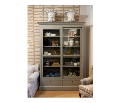 Ecs sliding door bookcase in biscuit 