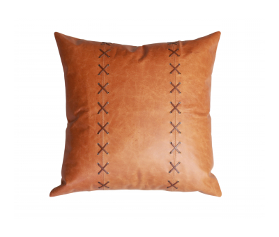 Brown leather interlaced cushion 60x60