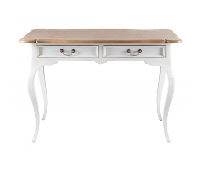 Block & Chisel cabriole leg writing table with scalloped top and white base