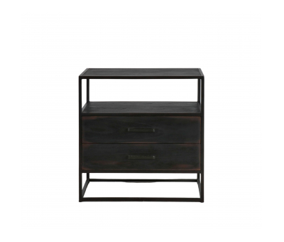 Block and chisel 2 drawer bedside metal and wood 