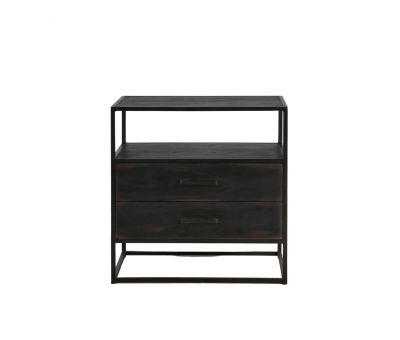 Block and chisel 2 drawer bedside metal and wood 