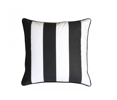 wide stripe cushion black and white