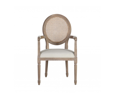 Gabrielle Carver Dining Chair with cream upholstery and rattan back