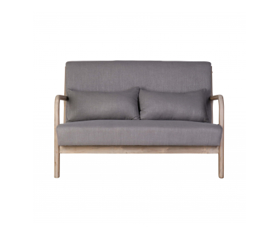 Harper 2 seater sofa in grey with wooden frame 