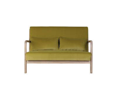 Harper 2 seater sofa in green velvet and wooden frame