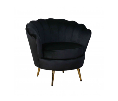 Black velvet tub chair with gold legs
