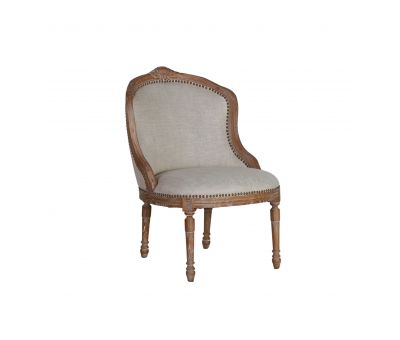 French chair with wooden frame and linen upholstery 