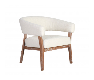 cream upholstered chair with light wooden frame