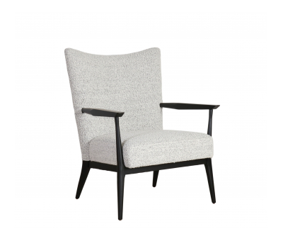 cream upholstered chair with dark wooden frame