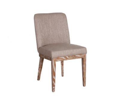 upholstered taupe dining chair with oak legs