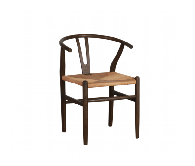 dark wood frame wishbone dining chair 