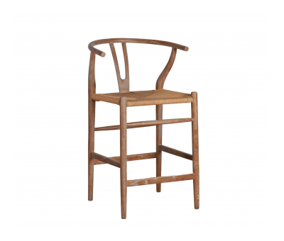wishbone counter stool with woven seat 